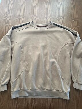 Vintage Nike Sweater Mens Medium Brown Tan Fleece Crew Neck Black Tag Y2K